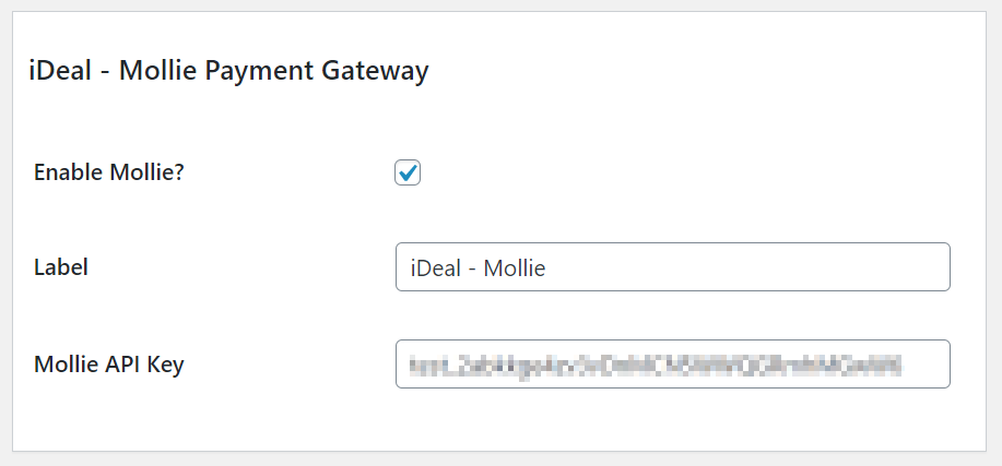 iDeal - Mollie Payment Gateway Section