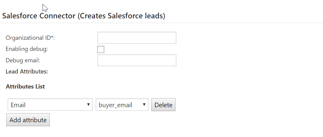 Salesforce Connector Section
